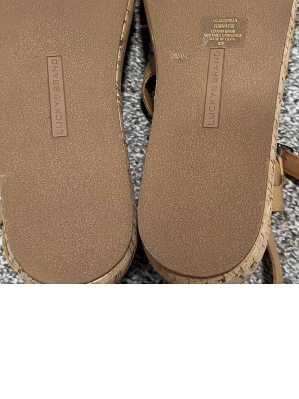 Lucky Brand Jacobean Wedge Sandals Womens 10M Leather Cork Strappy Platform Boho - Picture 5 of 7